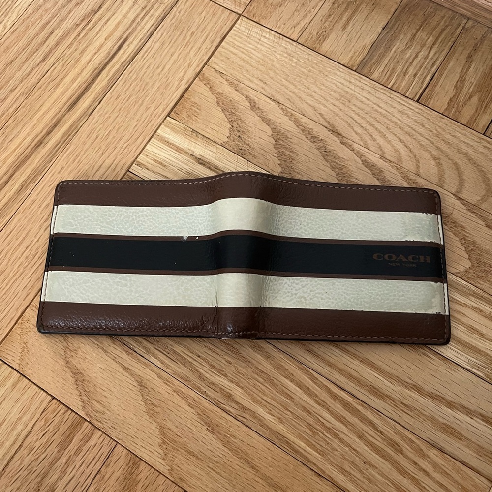 Coach Brown and Cream Striped Wallet - Picture 4 of 5